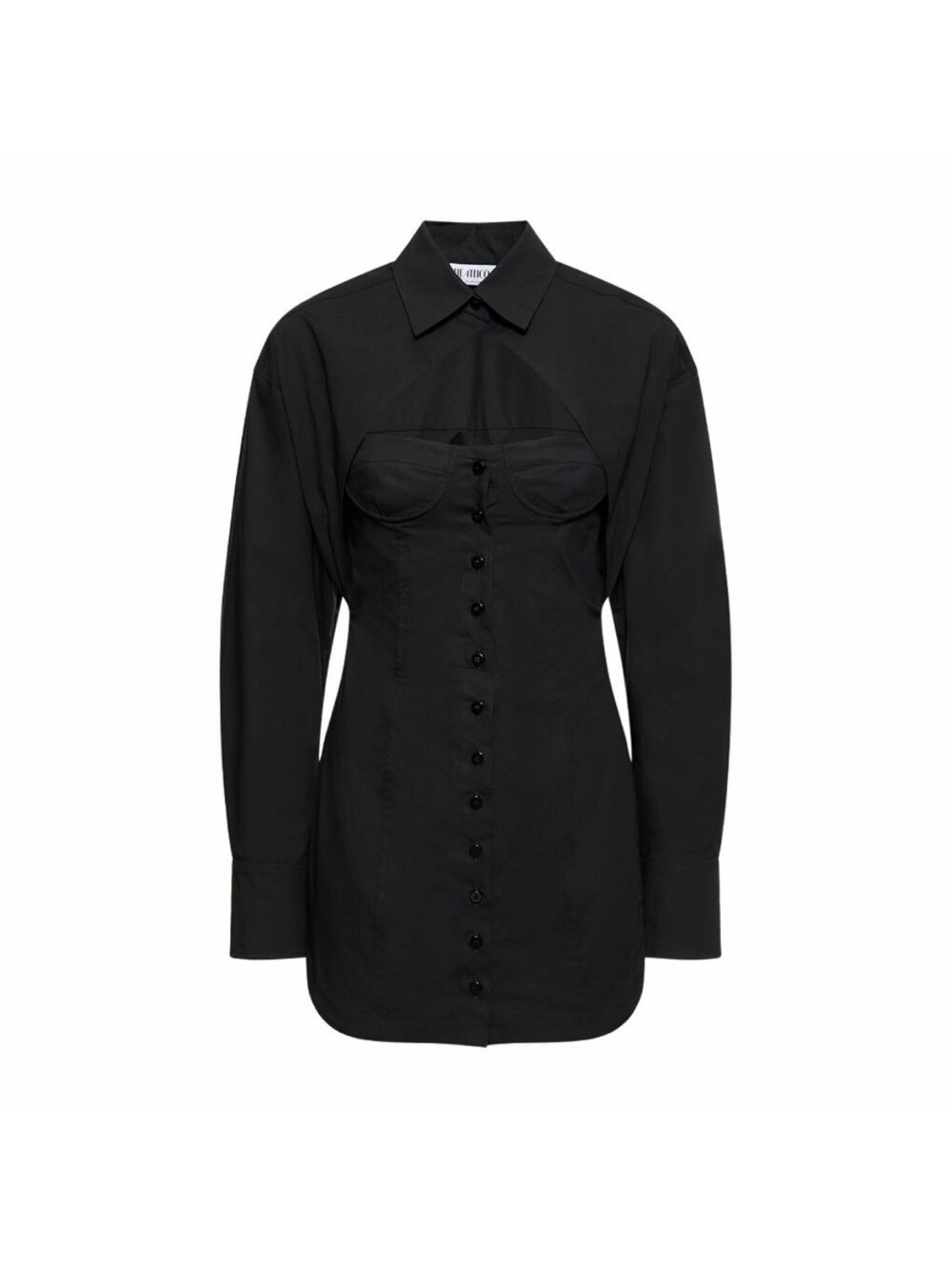 The Attico Mini Shirt Dress Corset Inset Black Size IT 46 US 10 NEW NWT